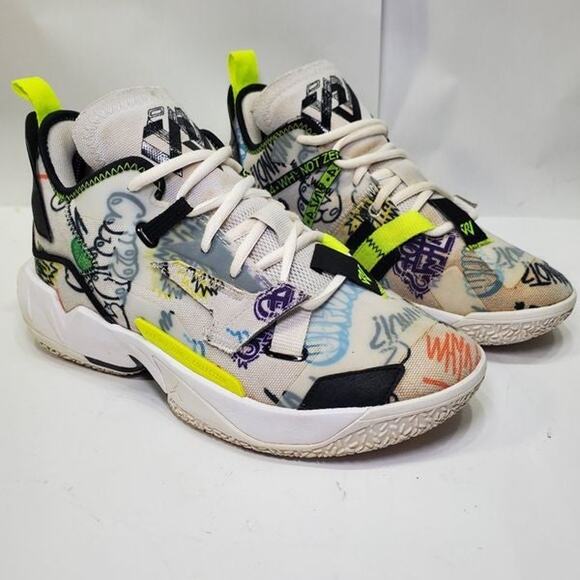 Nike Jordan Why Not Zer0.4 GS ‘Graffiti’ DD9659-007 Sneaker Shoes Boys Size 7Y - Picture 1 of 10